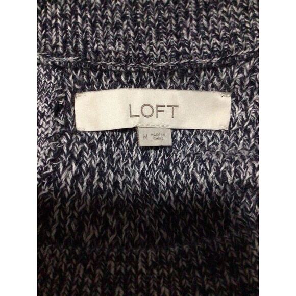 Womens LOFT Pullover Keyhole Back Knit Sweater Size Medium Marled - Picture 5 of 8